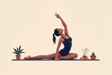 Illustration einer Person, die Yoga oder Dehnübungen macht, die achtsames Essen symbolisiert
