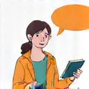 Illustration einer Person mit Notizblock, die individuelle Betreuung symbolisiert